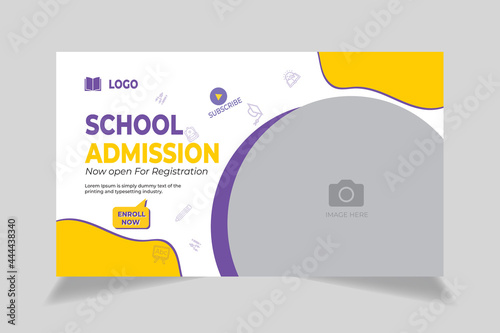 Editable thumbnail design for any videos. Kids school education admission customizable video thumbnail and web banner template. Video cover photo template fully editable thumbnail 