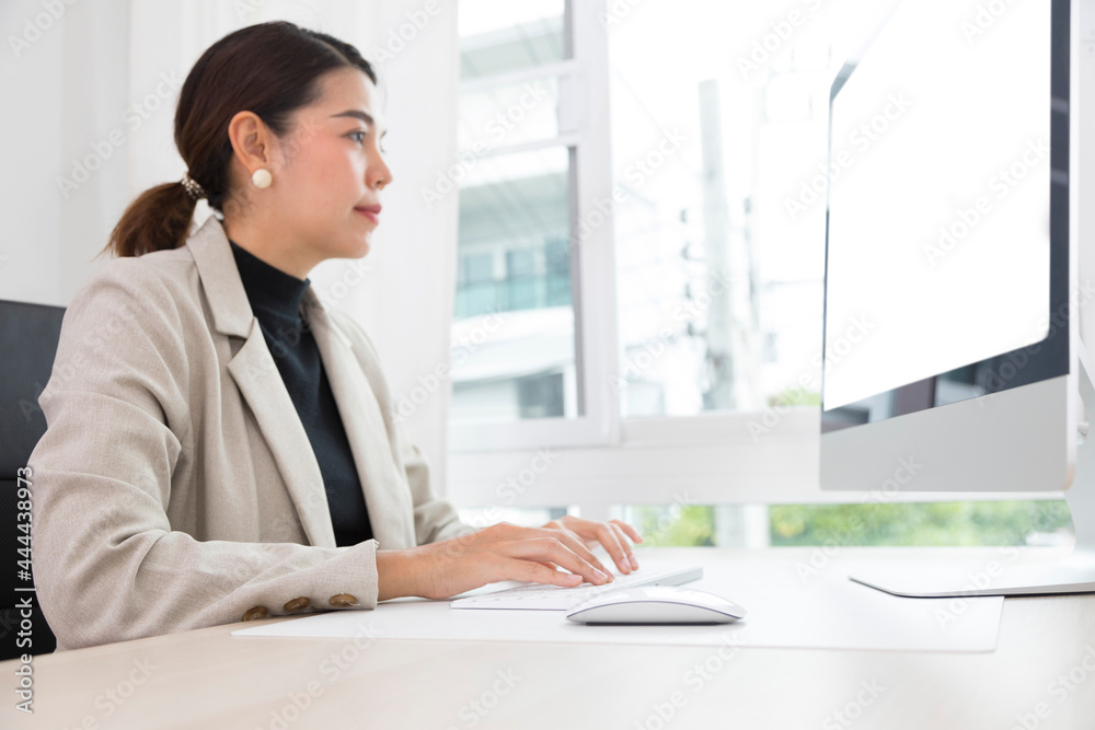 Beautiful Asian woman work from home, working on computer in at home. Social distancing lifestyle. Beautiful Asian woman work from home, working on computer in at home. Social distancing lifestyle.