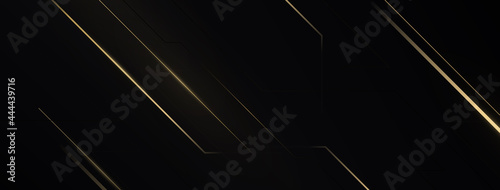 Circuit board digital technology background. Abstract golden light lines luxury on black background. Vector illustration