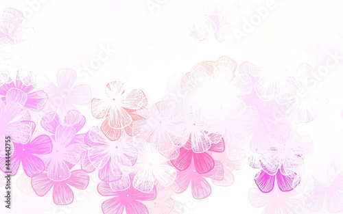 Light Pink  Yellow vector doodle background with flowers
