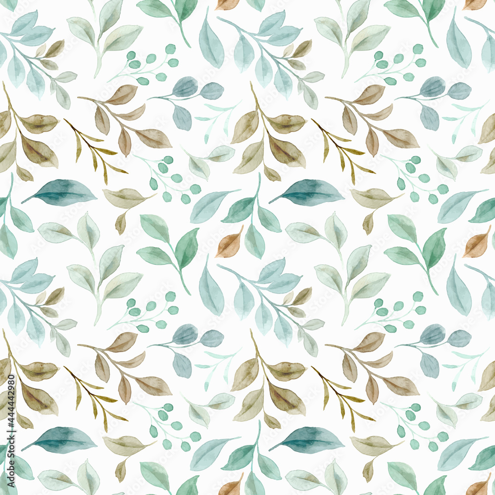 Green leaves watercolor seamless pattern Green leaves watercolor seamless pattern