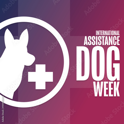 International Assistance Dog Week. Holiday concept. Template for background, banner, card, poster with text inscription. Vector EPS10 illustration.