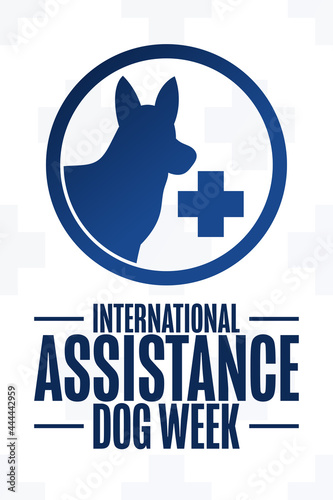 International Assistance Dog Week. Holiday concept. Template for background, banner, card, poster with text inscription. Vector EPS10 illustration.