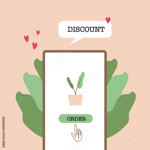 Discount Sale order plant on cellphone advertising 