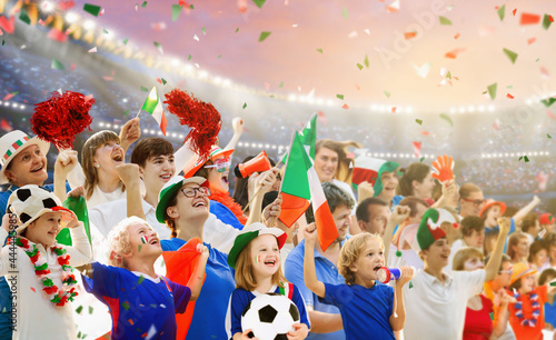 Italy football team supporter on stadium. photo