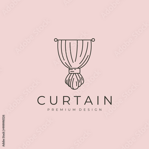 curtain logo vector line art symbol illustration design