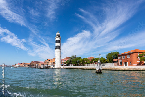 lighthouse in Murano, the island of venice with historic glass blowing industry.
