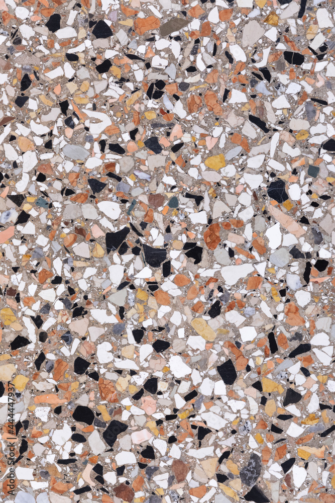 detail of italian terrazzo floor in different colors