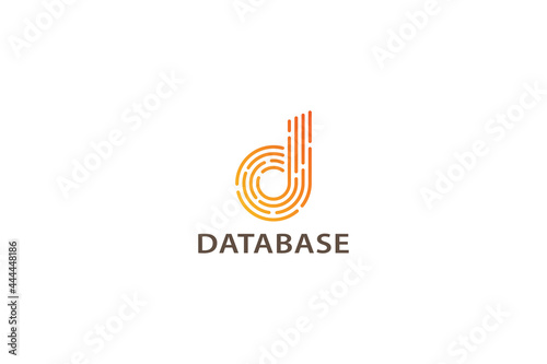 Letter d orange color simple line art business logo