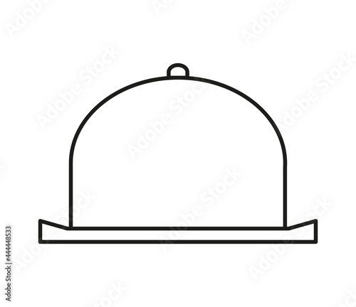 Vector set of kitchen tools. Restaurant menu icon. Vector tray of food  icon logo. Black silhouette isolated on white background.