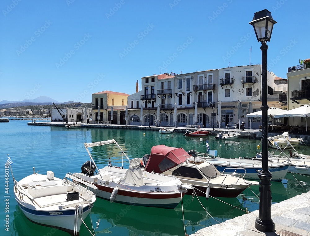 Venetian harbor of Rethymno in Crete, Greece.