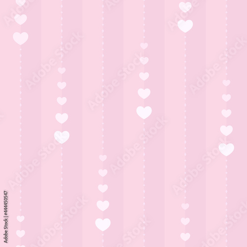 Wallpaper Mural Seamless pink background with vertical dotted stripes, heart shapes and rhombuses. Flat and minimal Valentine's Day backdrop. Vector Illustration. Torontodigital.ca