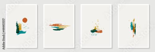 Creative minimalist hand painted Abstract art background with brush stroke abstract art. Design for wall decoration, postcard, poster or brochure, home decoration