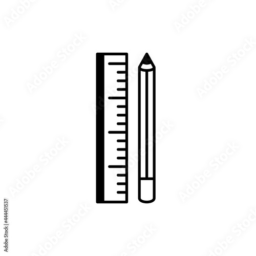 Ruler and Pencil Icon Design Graphic Template Isolated