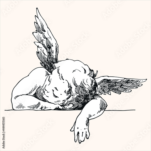 The angel fell asleep.