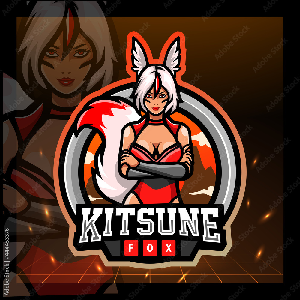 Kitsune girls mascot. esport logo design
