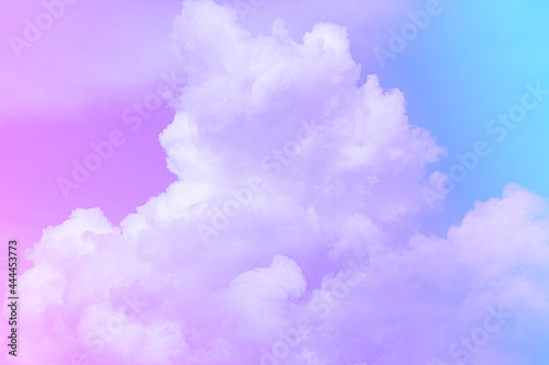 beauty abstract sweet pastel soft blue violet with fluffy clouds on sky. multi color rainbow image. fantasy growing light