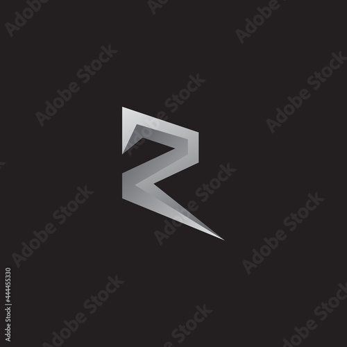 R letter silver color  dyamond logo design