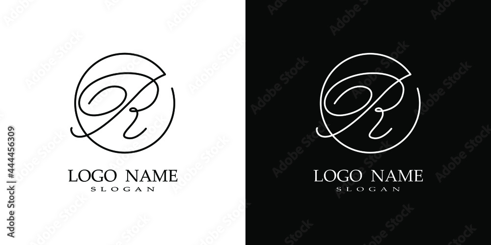 R letter calligraphy Logo vector style emblem monogram