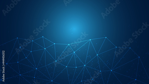 Abstract networking and technology connected light blue background. Modern and colorful data lap design wallpaper.