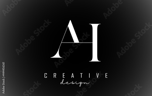 White AH a h letters design logotype concept with serif font and elegant style vector illustration.