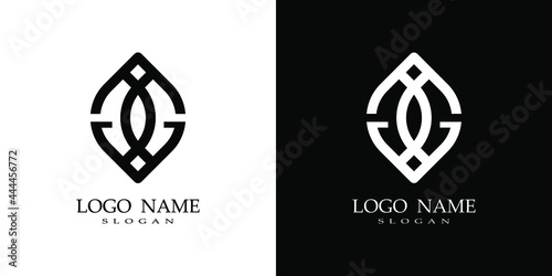 
GG letter combination logo with leaf theme