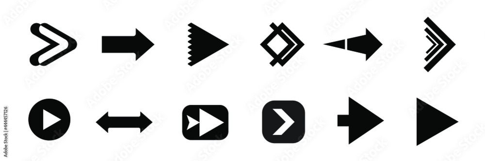 Set arrow icon. Collection different arrows sign. Black vector arrows 