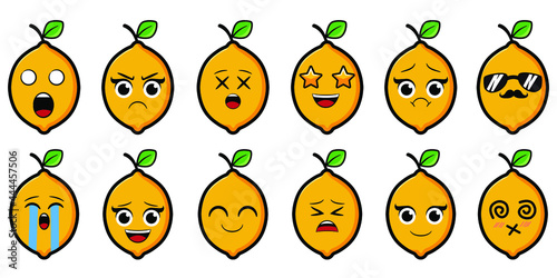 vector set of lemons with emoticons