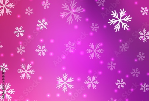 Light Pink vector background with xmas snowflakes, stars.