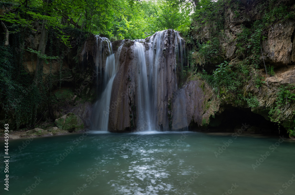 Beautiful Blederija waterfall in the forest of Eastern Serbia, near Kladovo.