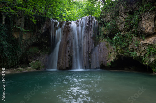 Beautiful Blederija waterfall in the forest of Eastern Serbia, near Kladovo.