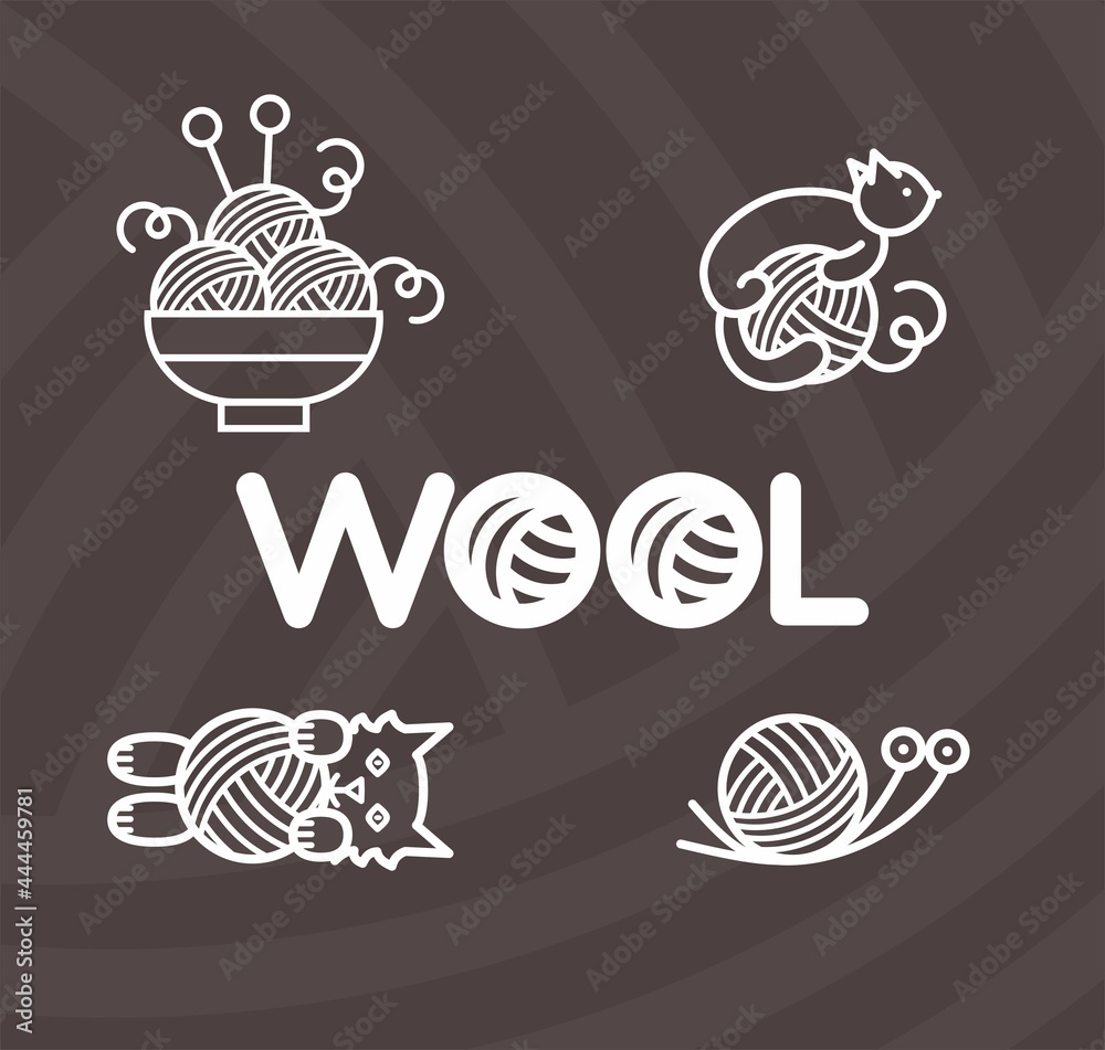 Set of vector badges for handmade. Set of vector logos for knitting