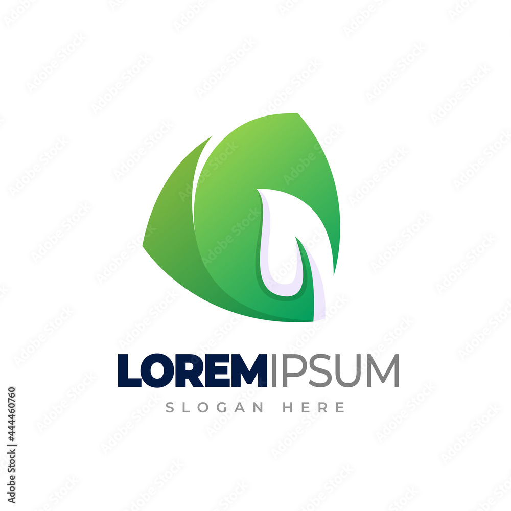 Green leaf gradient logo template. Vector illustration Green leaf gradient logo template. Vector illustration