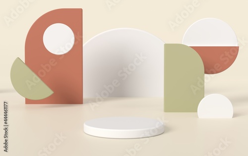 Geometric minimal backdrop. Product podium, trendy 3d illustration, 3d rendering.
