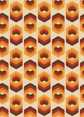 Ingelijste posters Oranje patronen Retro jaren 70 patroon stijl  © kokoshka