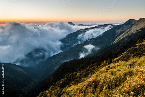 sea of clouds in a Mountain Valley. Hehuan Mountain of Taiwan, Asia.