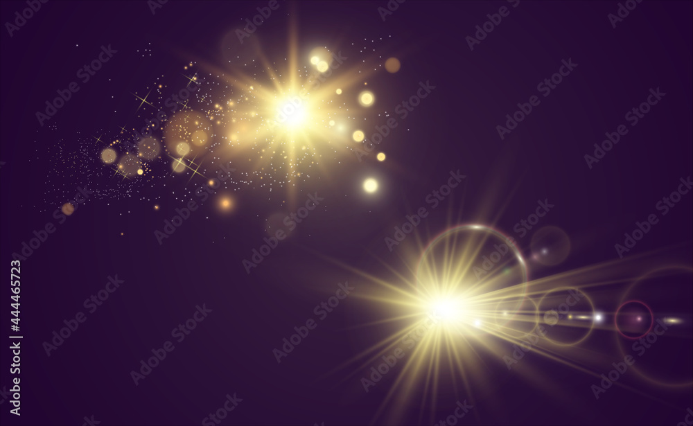 White beautiful light explodes with a transparent explosion. Vector, bright illustration for perfect effect with sparkles. Bright Star. Transparent shine of the gloss gradient, bright flash.	