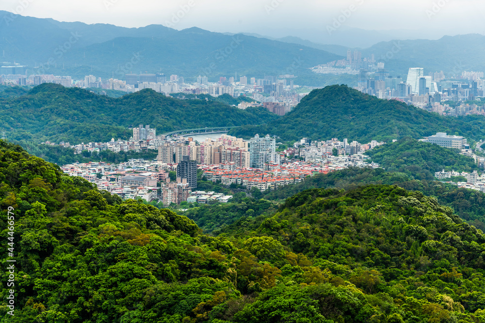 Overlooking the urban panoramic view of the Neihu and Nangang in Taipei, Taiwan