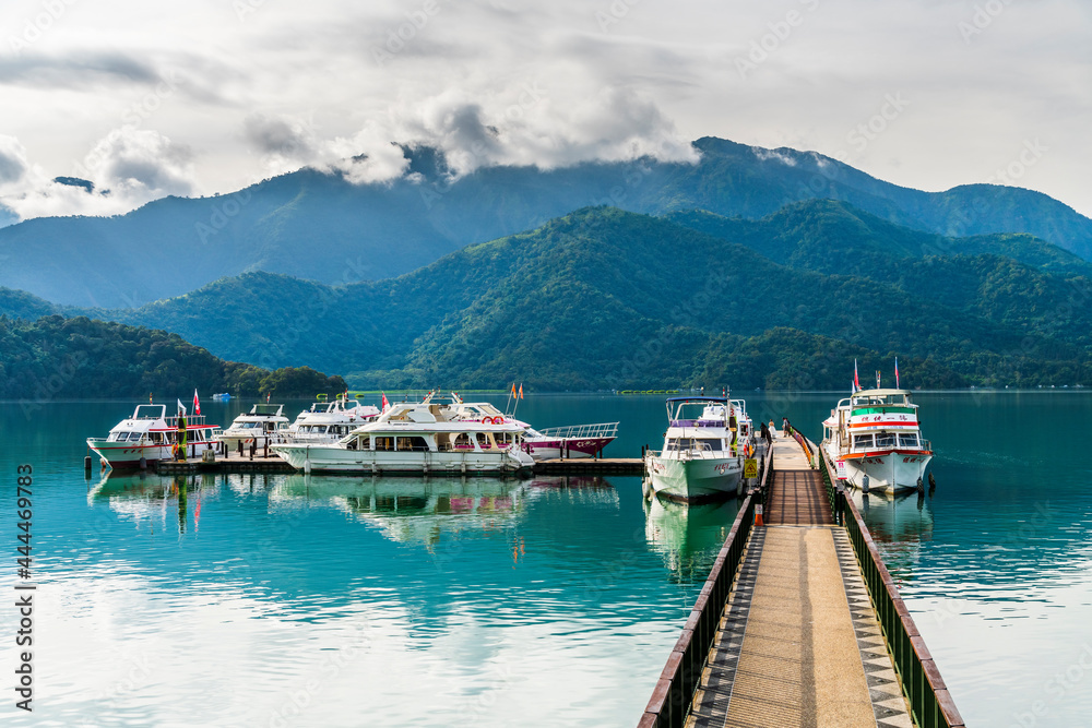 Yachts Marina at Sun Moon Lake in the morning, the famous attraction in Nantou, Taiwan.