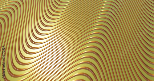 Gold wave lines pattern. Abstract background. Gold background waves of lines. Line background. 3d rendering.