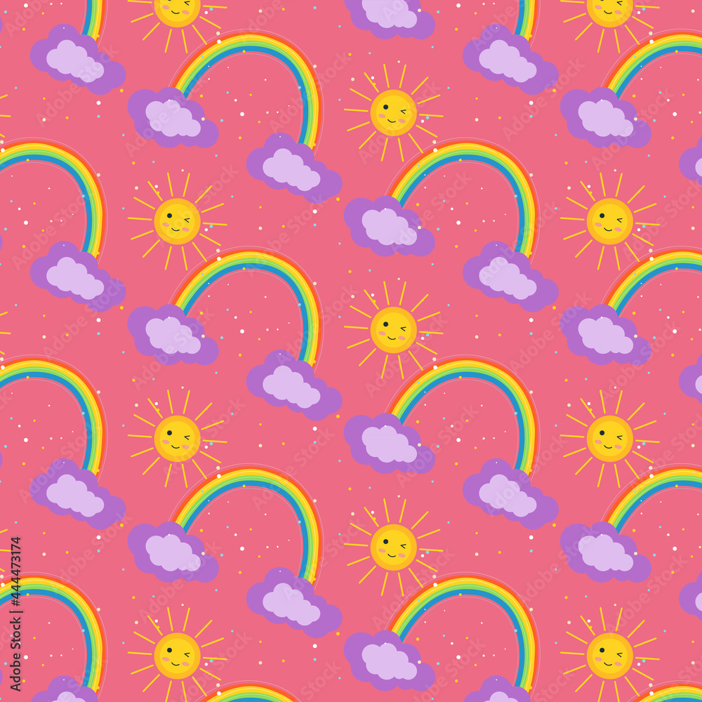 pattern sun rainbow clouds