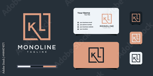 Minimalist K and L or KL logo monogram, alphabet, letter, initial design inspiration