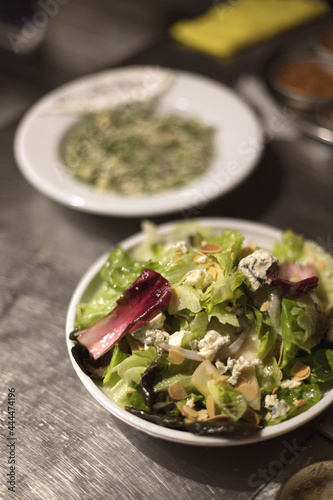 Andive salad with blue cheese and almonds