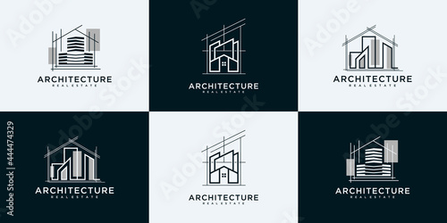 Set of architecture logo design inspiration. Symbol for real estate construction, apartment, architecture, property, home, hotel and etc.	