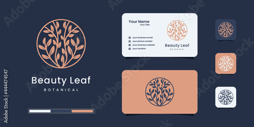 Minimalist leaf nature logo design templates	