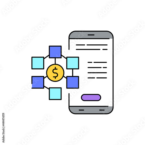 DApp sign olor line icon. Pictogram for web page, mobile app, promo.