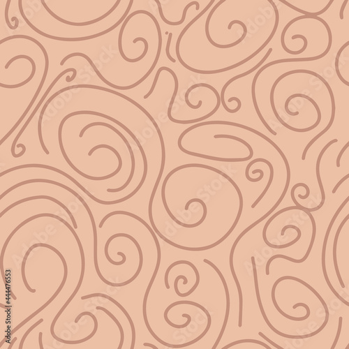 beige smooth rounded lines hand drawn brush stroke seamless pattern. vector illustration for background, bed linen fabric, wrapping paper, scrapbooking