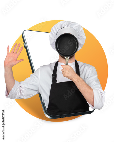 Cook covers face with fryin...