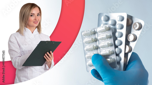 Doctor near pills. Blister ...