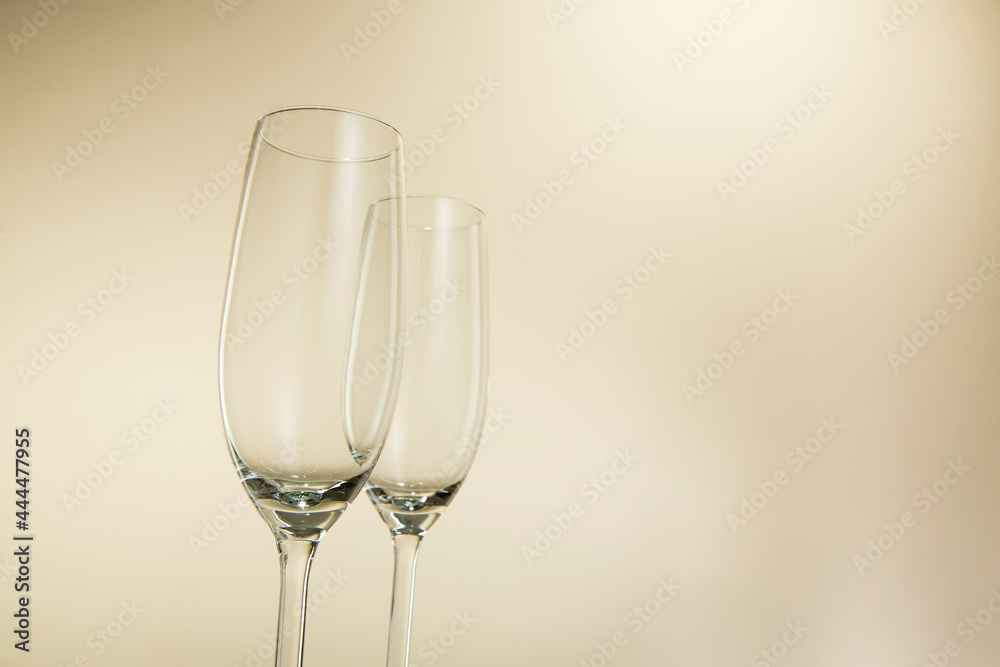 Champagne glasses are for a card. The second glass is a little bit blurred.